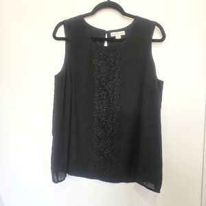 Coldwater Creek women's black sleeveless shell top with lace detailing size XL